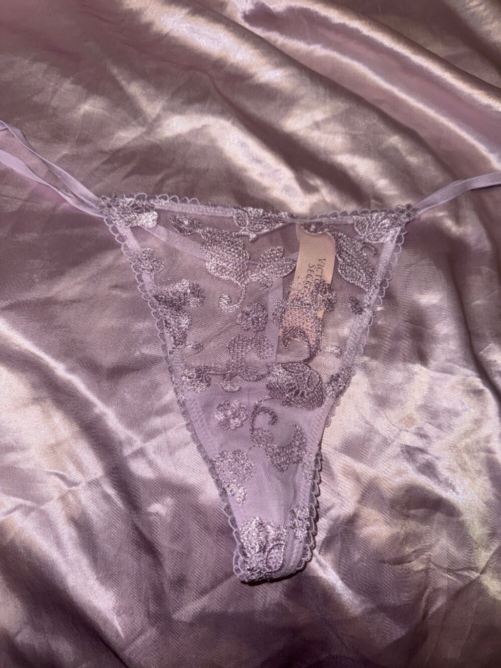 NWT Victoria’s Secret Purple Floral Lace G String Panty